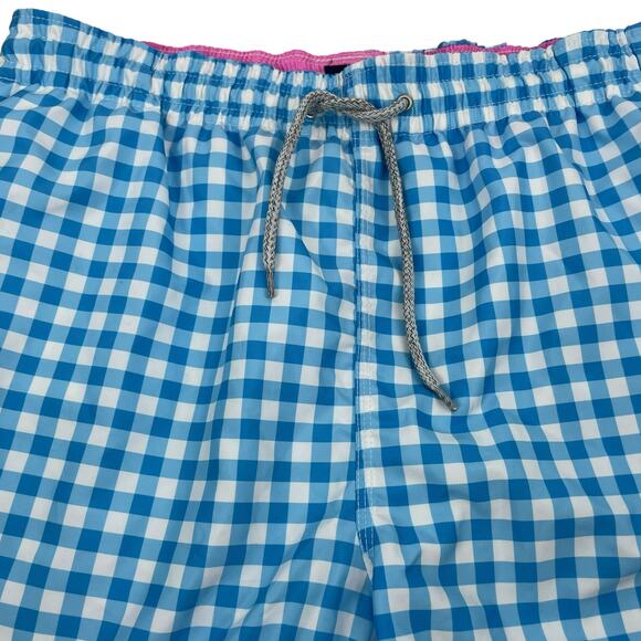 Michaels Swimwear Gingham Check Swim Trunk Shorts Blue White Size L - Picture 5 of 9